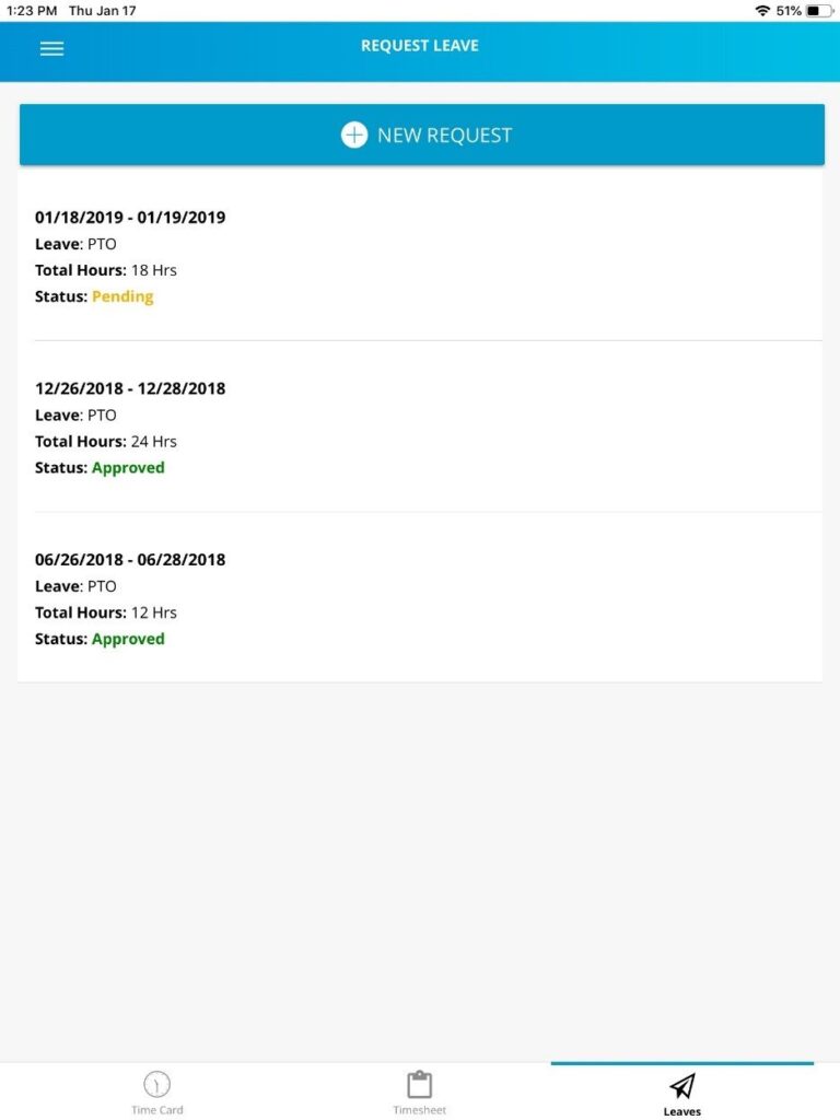 Screenshot Of Hour Timesheet App - Leave Request Management