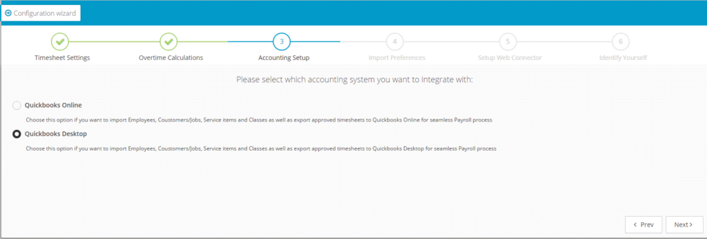 Setting up link to QuickBooks Desktop screenshot