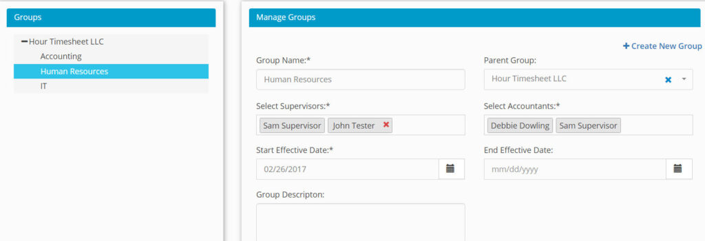 Assigning supervisors to groups screenshoet