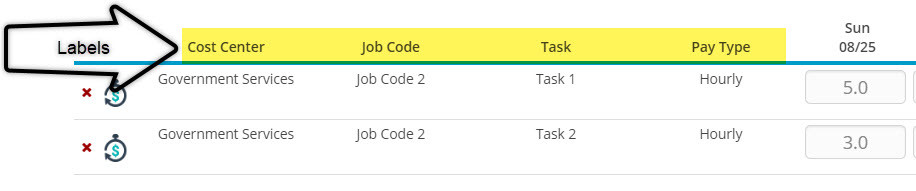 Timesheet Labels