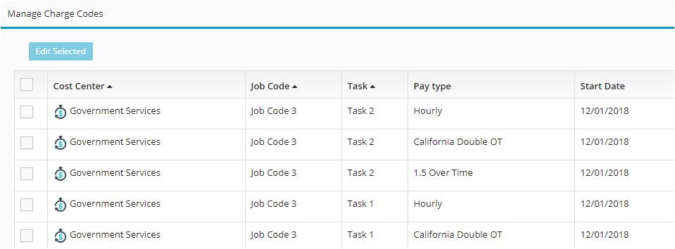 Hour Timesheet Product Screenshot of Charge Code Management Feature