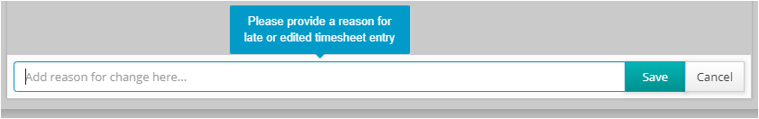 Hour Timesheet Product Screenshot of Reason Required Feature