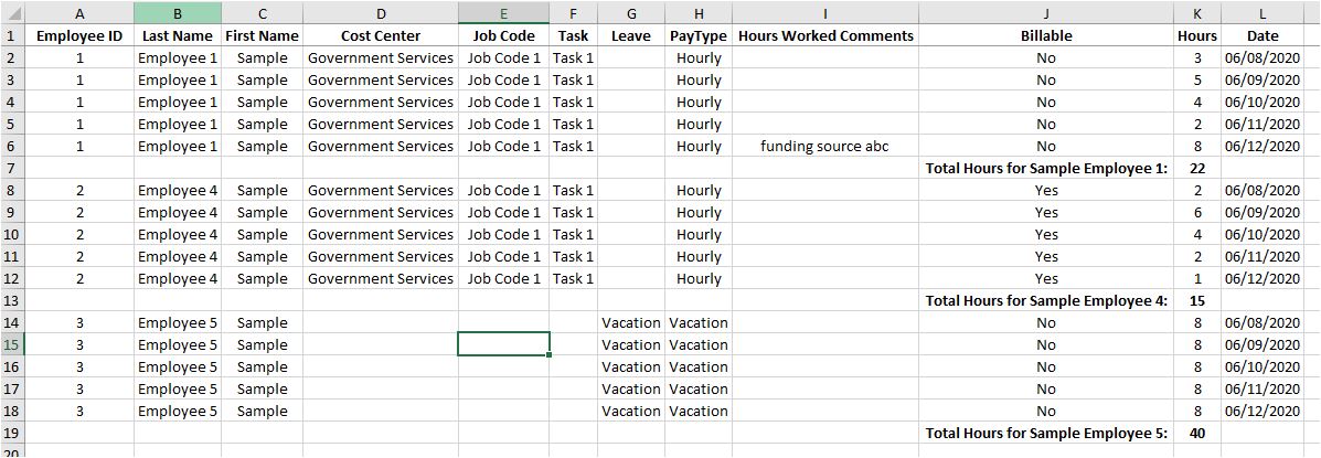 hours summary report