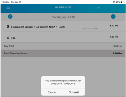 Screenshot Of Hour Timesheet App - Timesheet Entry