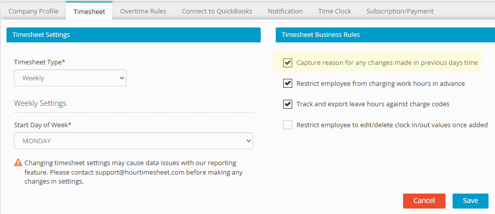 Timesheet Business Rule